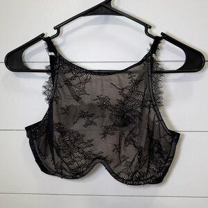 Victoria’s Secret Black Floral Lace High Neck Bralette